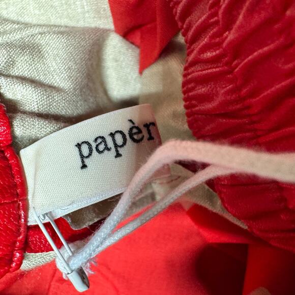 Paper Moon Seoul Women's Wide Leg Pants Vegan Leather NWT L Hot Red 26x28 - Picture 11 of 11